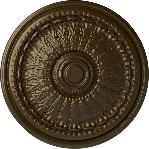 Ekena Millwork Brunswick Ceiling Medallion (Fits Canopies up to 4 1/2"), Hand-Painted Brass, 27"OD x 2 1/2"P CM27BRBRS - main